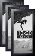 KTKDE 10x20 Picture Frame Wooden Black 3 Pack,Poster Frame with Polished Plexiglass, Studio Gallery Wall Hanging Posters & Best gift