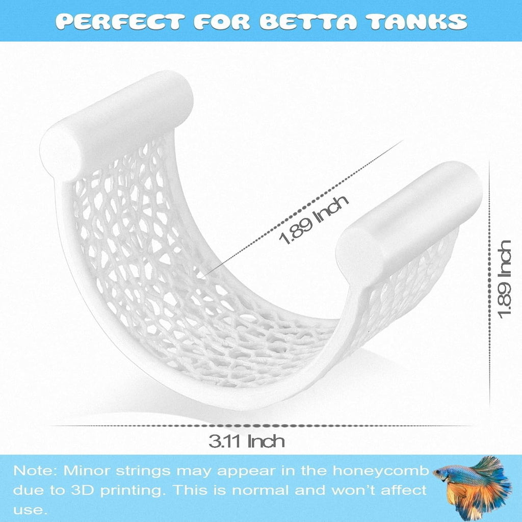 White Floating Betta Fish Hammock – Minimalist Rest Platform & Floating Bed – Betta Tank Accessories for Small Aquariums, Nano Tanks & Shrimp – Clean Aquarium Perch Ledge for Bettas & Small Fish