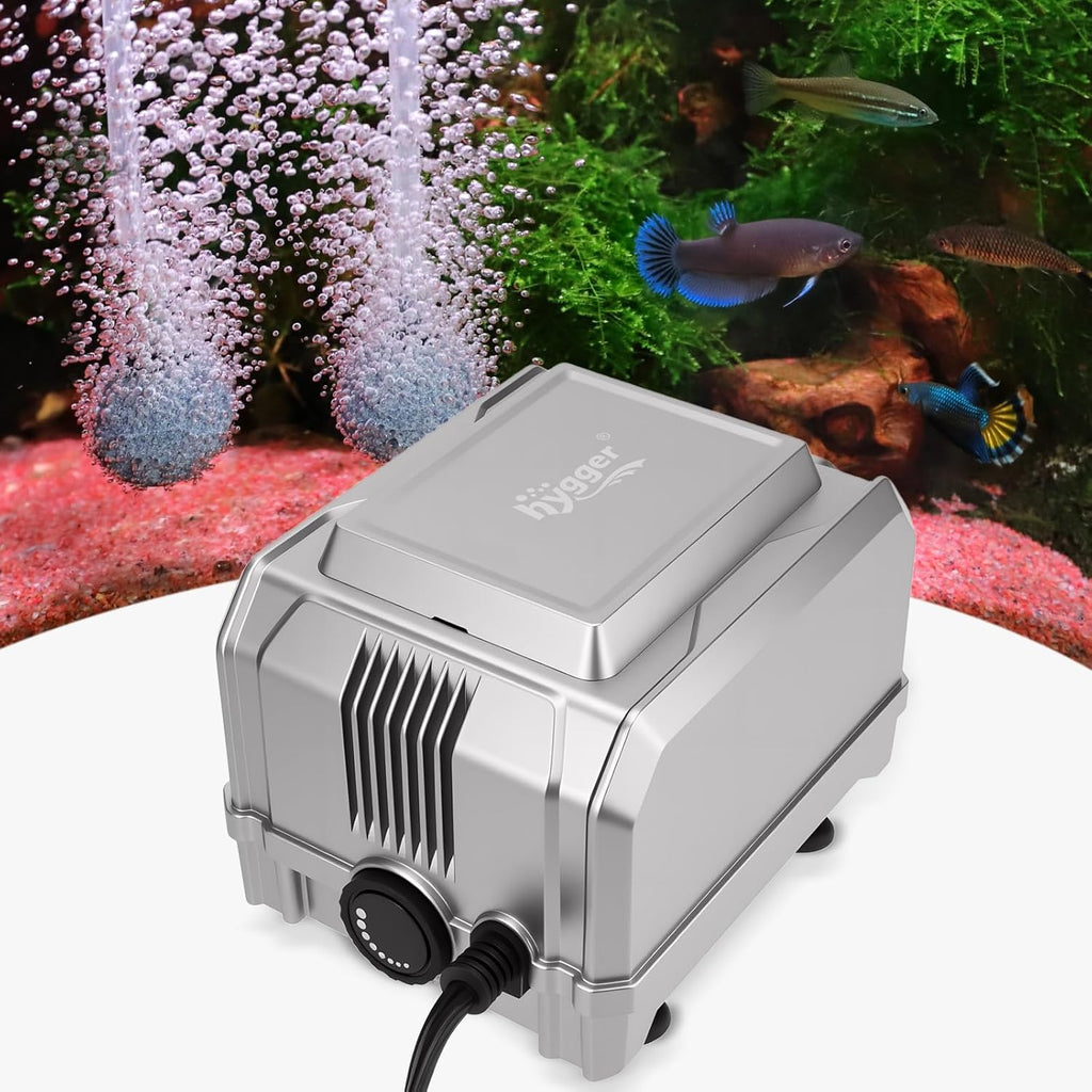 hygger 5W Aquarium Air Pump: Quiet Powerful Adjustable Fish Tank Air Pump, Dual Outlets Oxygen Aerator, Fish Tank Bubbler for Up to 150 Gallons Aquariums, for Freshwater, Saltwater, Hydroponics