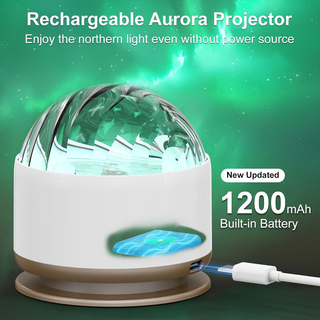Northern Light Projector, Battery Operated Aurora Night Light with Timer Function, 13 Colors Galaxy Lamp Ripple Ceiling Projector Mood Ambient Lighting for Bedroom Adults Kids Room Girl Gift