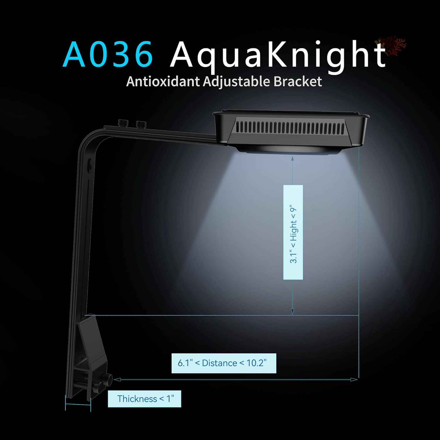 Aquarium Light –A036 Reef Tank Light 36 Watts Saltwater Light with Touch Control, Reef Lights for Coral Reef Nano Fish Tank Marine Tanks with Timer & Screen