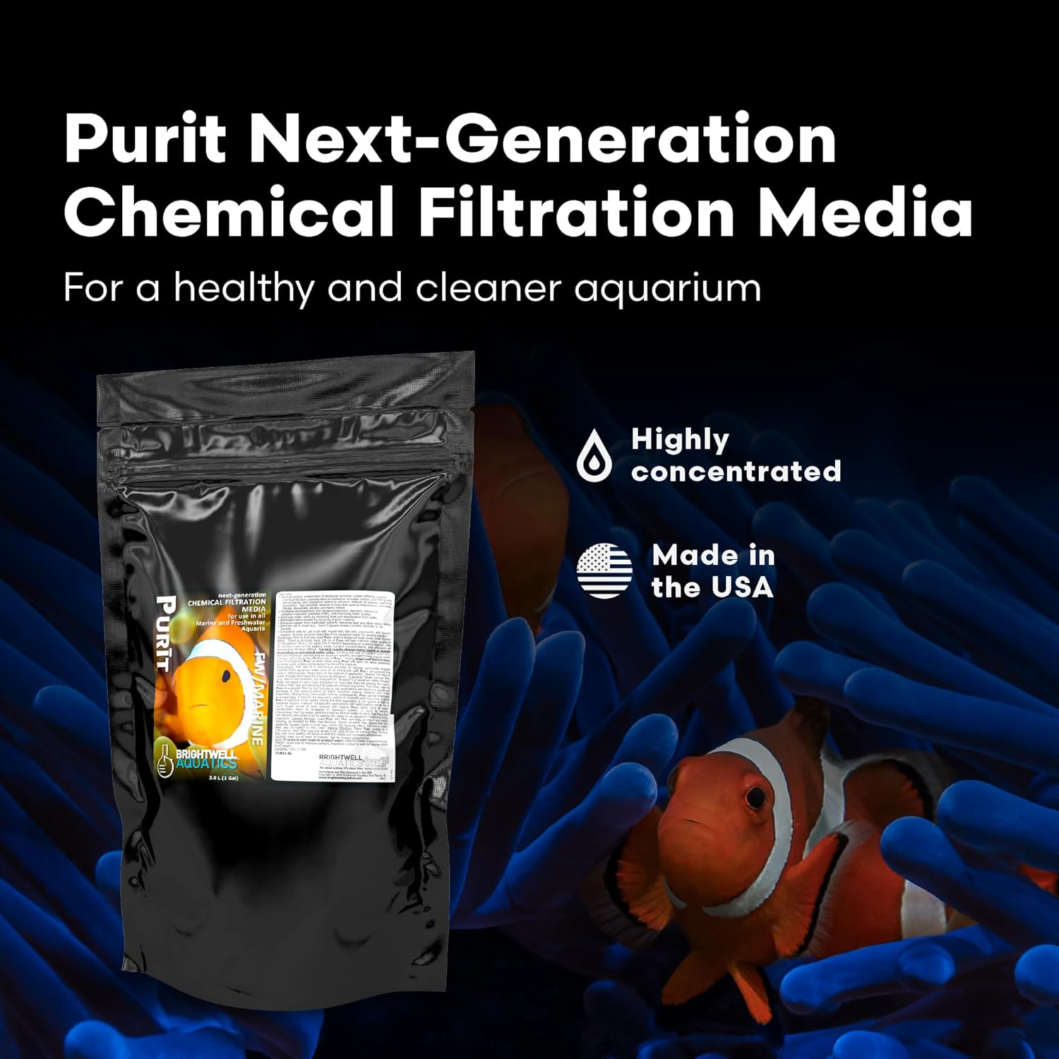 Brightwell Aquatics - Purit Next-Generation Chemical Filtration Media - for use in All Marine and Freshwater Aquaria - Aquarium Water Treatments, 128.4 fl oz