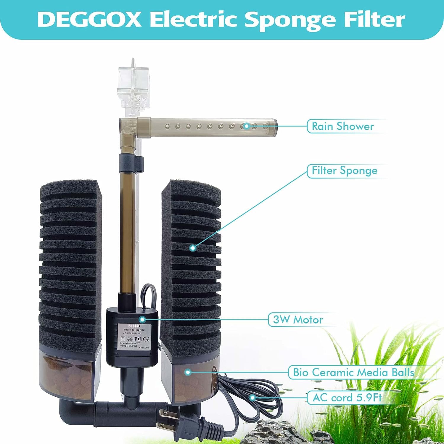 Aquarium Electric Sponge Filter with Pump for Shrimps Bettas Axolotls Breeding Fry Fish Tanks(M)
