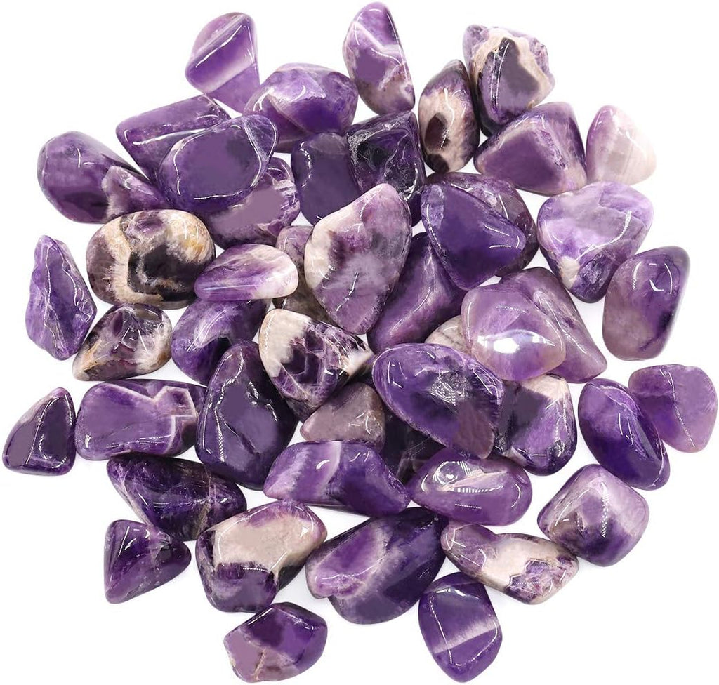 Hilitchi 1lb Bulk Large Natural Tumbled Polished Brazilian Stones Gemstone Healing Crystals Quartz for Wicca, Reiki, and Energy Crystal Healing (Amethyst About 1lb/450g/16oz/bag)