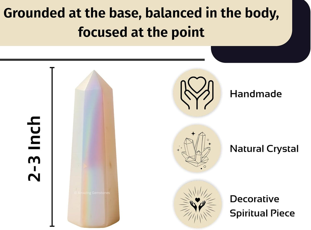 Amazing Gemstone Angel Aura Quartz Crystal Towers ~ Natural Healing Crystal Point Obelisk for Reiki Healing and Crystal Grid (2" to 3" Inch)