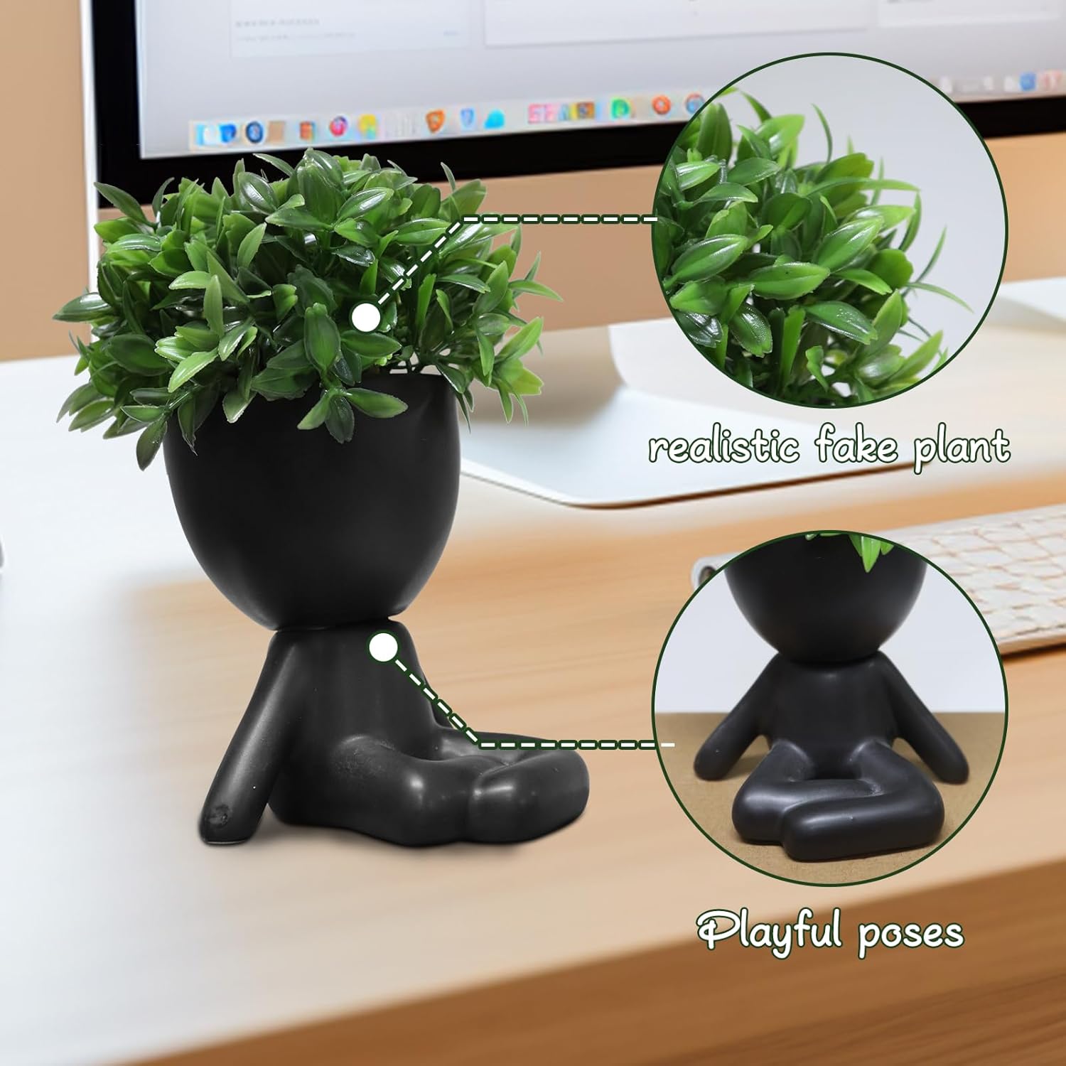 Zerzsy Mini Succulent Plant, Cuteplant Desktop Decorations, Desktop Plant for Women Office Decor, Cute Fake Plants Bathroom Decoration- Set of 1