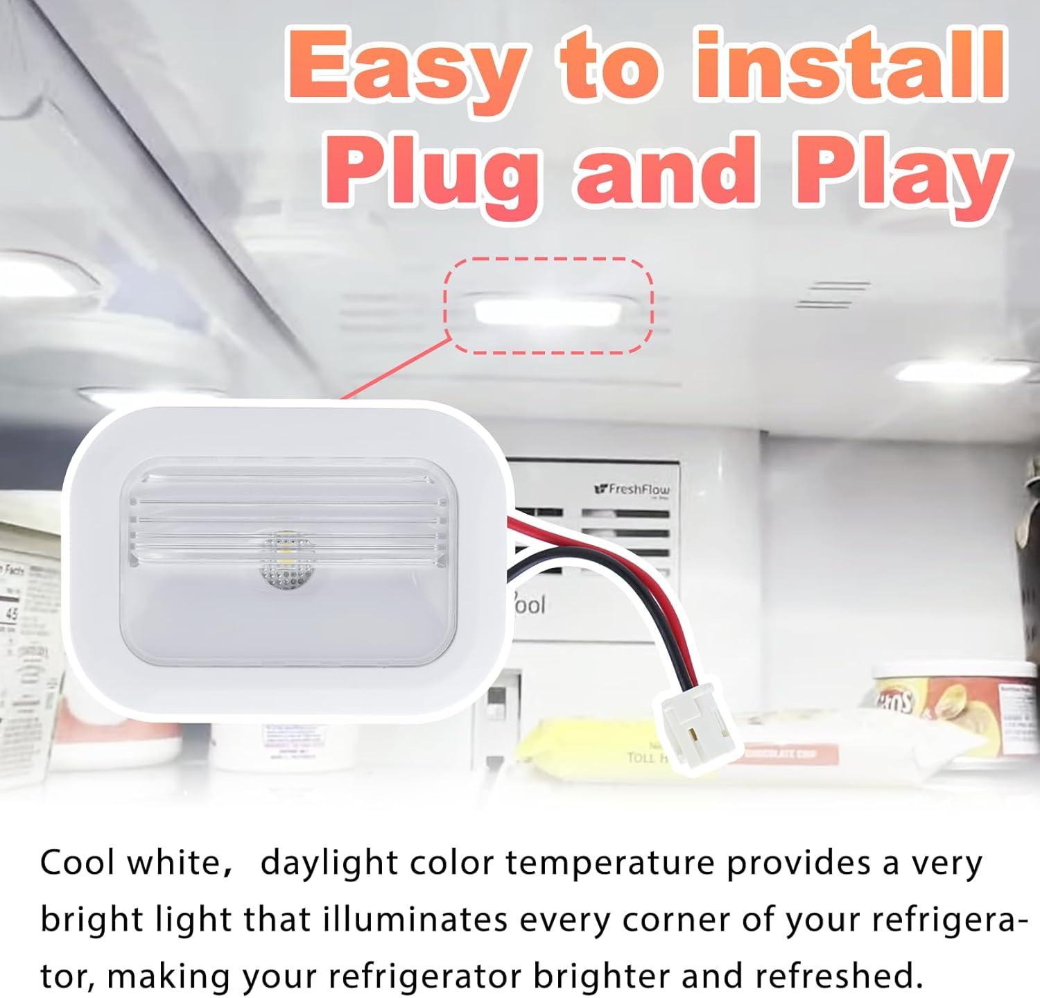 Refrigerator Parts W10695459 Refrigerator LED Light Module Assembly Compatible for Whirlpool Maytag,Refrigerator LED Light Board Replaces W10843353,W11126053, W10660728, W10279030, W11205083