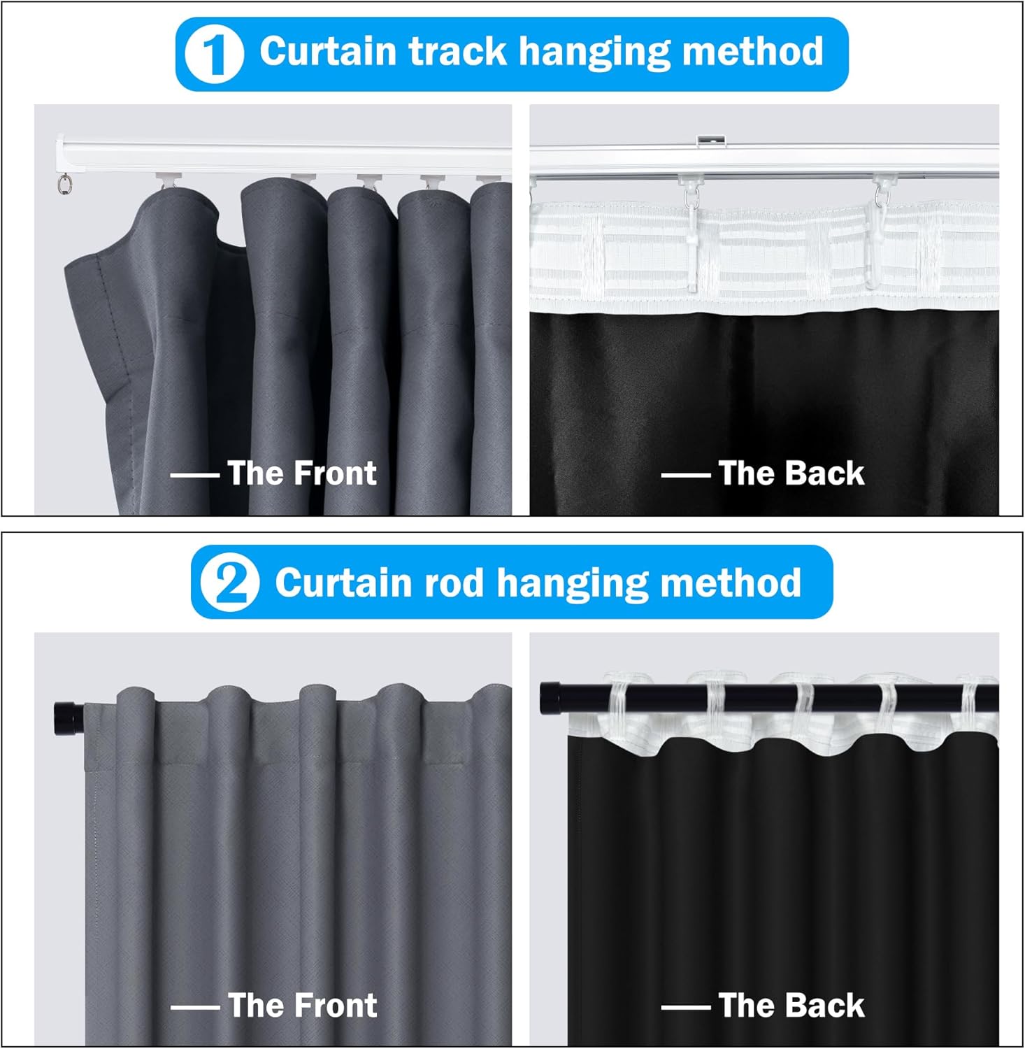 Room Divider Curtains Total Blackout Privacy Curtain Panel Room Thermal Insulated Noise Reduction Curtains for Bedroom Window Living Room Ceiling Track Curtain W 8.3 ft × H 7 ft Dark-Grey