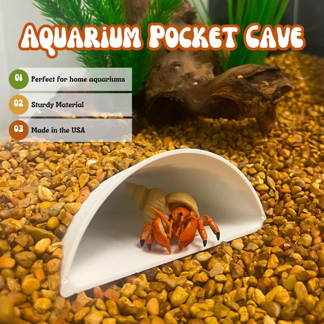 REEFSHAPE Aquarium or Terrarium Pocket Cave | Minimalist Shelter Cave for Fish, Shrimp, Reptiles, Amphibians, & More! | Made in USA (Pocket Cave, White)