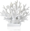 Artificial White Coral Décor, Nautical Coral Reef Decorations for Home, Marine Style Decoration, Ocean Themed Cabinet Shelf Tabletop Decor (White)