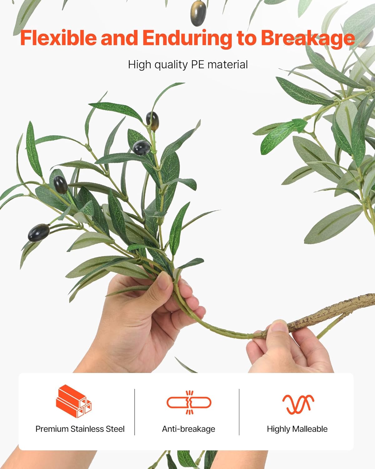 VEVOR 6FT Artificial Olive Tree with Black Pot, Tall Fake Tree with Natural Wood Trunk & Realistic Green Leaves and Fruits, Indoor Faux Plant for Home, Office, Living Room, Corner Decor