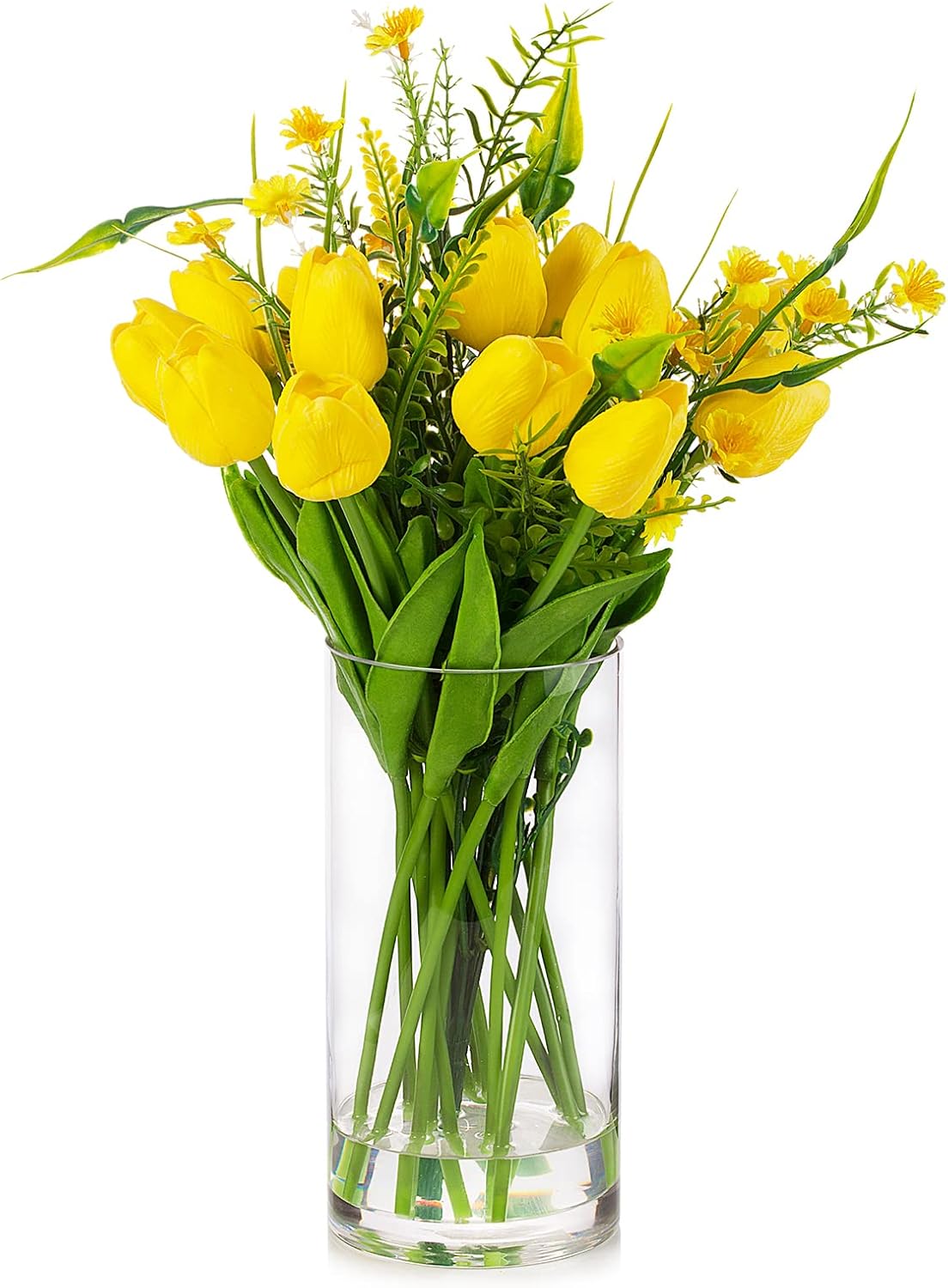 Enova Floral Clear Glass Cylinder Vase 4 x 8 Inches, Clear Flower Vases, Pillar Candle Hurricane Floating Candle Holder Vase, Glass Flower Vase for Wedding Centerpieces, Home Office décor (1 Piece)