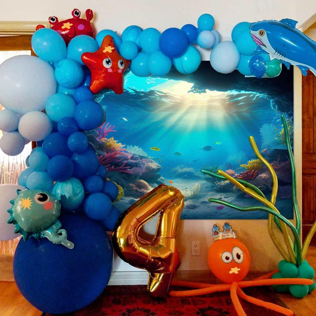 Sensfun 6x4ft Under The Sea Backdrop Ocean Deep Blue Underwater Cave Fish Coral Sunlight Photography Background Boys Birthday Baby Shower Party Decorations Banner Photo Studio Booth Props
