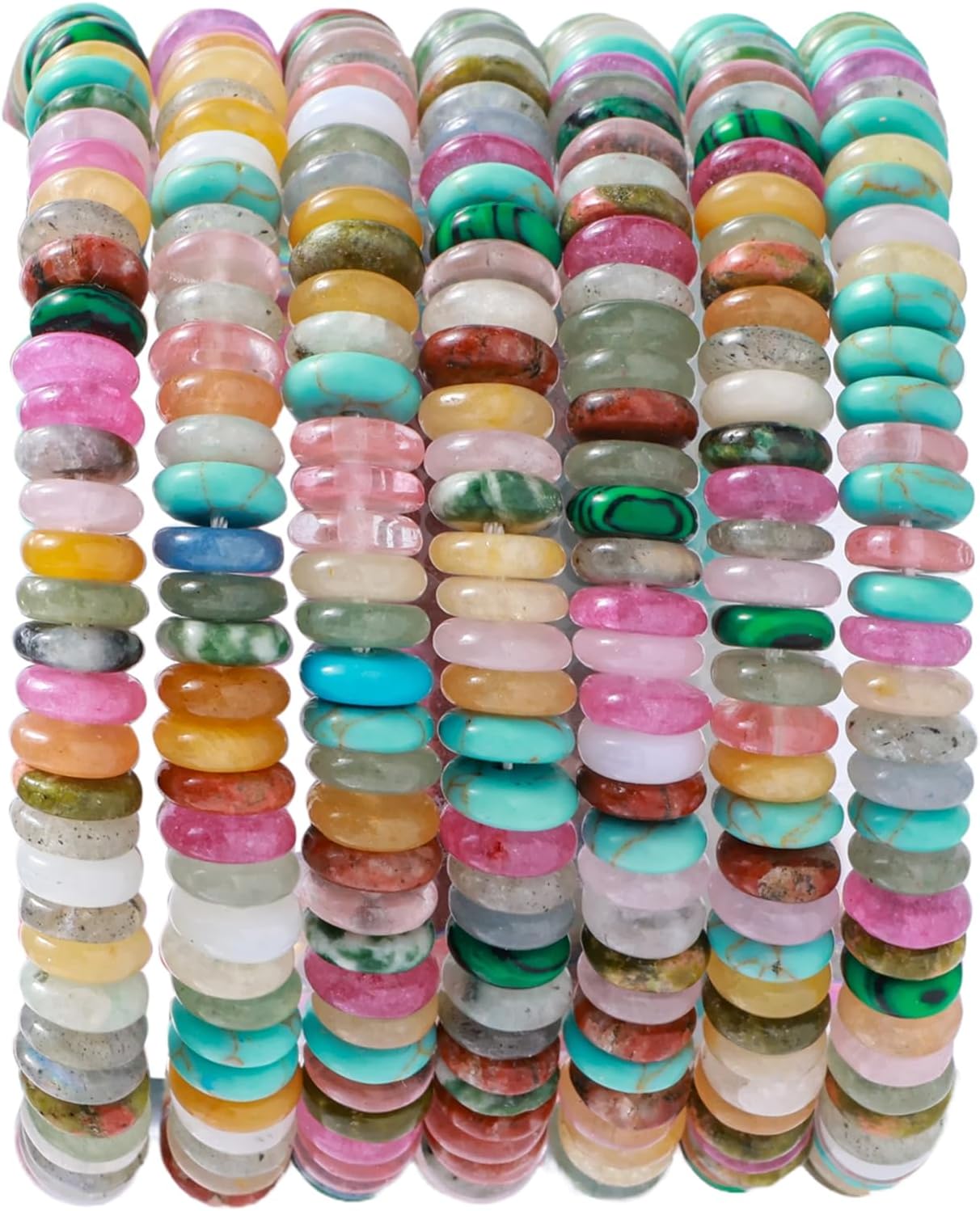 Natural Light Mix Colored Stone Disk Spacer Beads 6x2mm 38cm/str Flat Rondelle Loose Semi Gemstone Caps for Making Bracelets Necklace