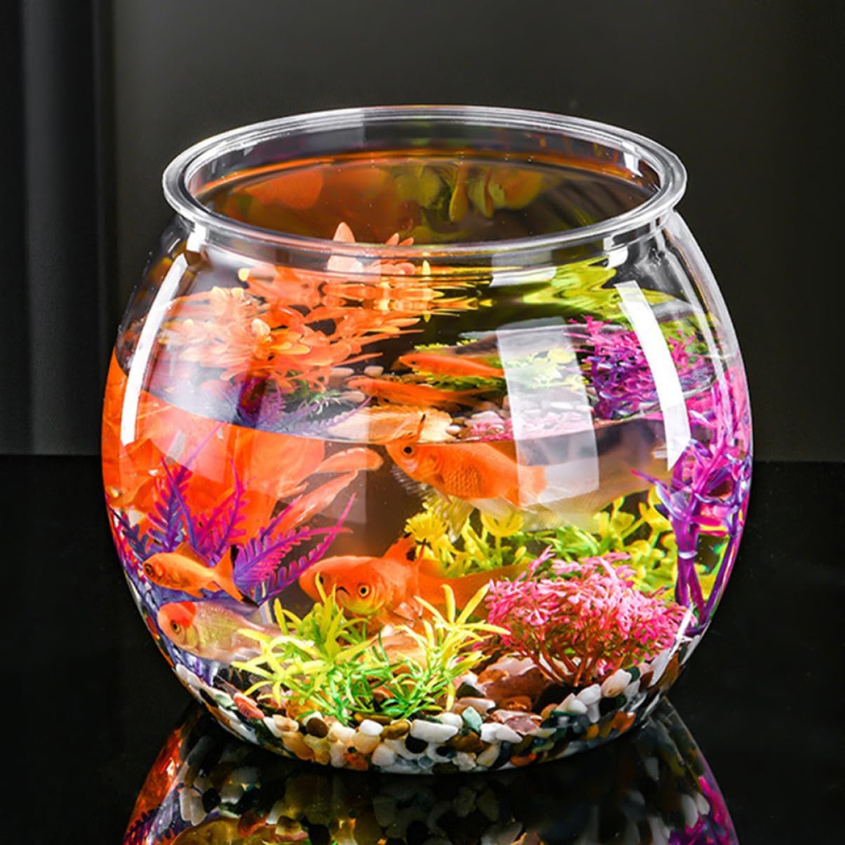 BESTonZON Clear Fish Bowl Vase Resistant Aquatic Planter for Goldfish Turtles Stylish Round Terrarium for Office Home Decor for Relaxing Corner Centerpiece