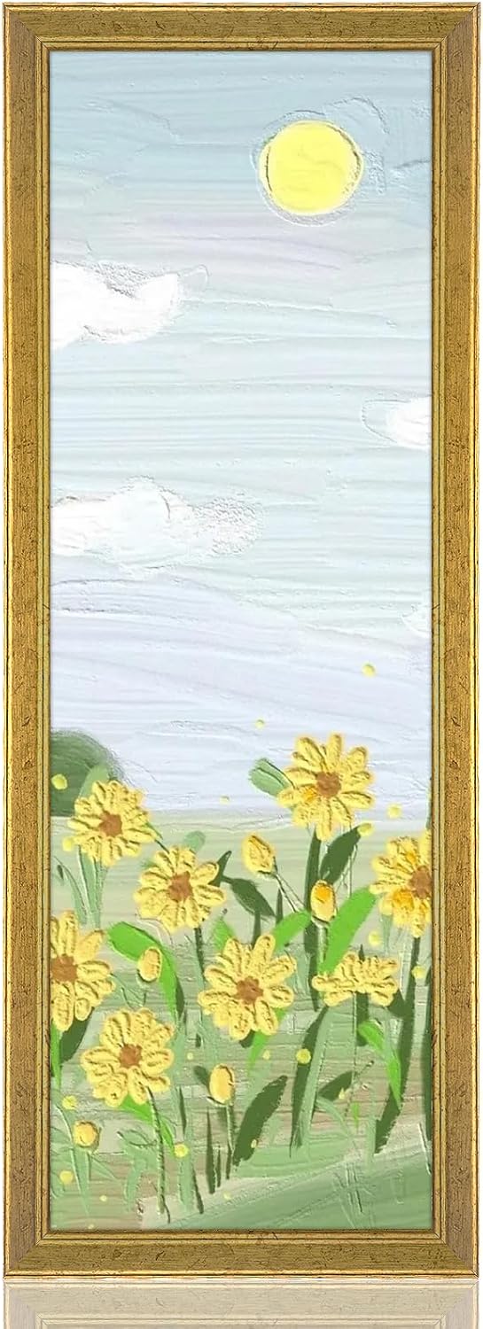 Wood 8x24 Frame Gold, Ornate Natural 24x8in Poster Picture Frame, Modern Golden 8 x 24inch Gallery Wall Photo Frame with HD Plexiglass, Horizontal Vertical Wall Mounting Display 1pcs