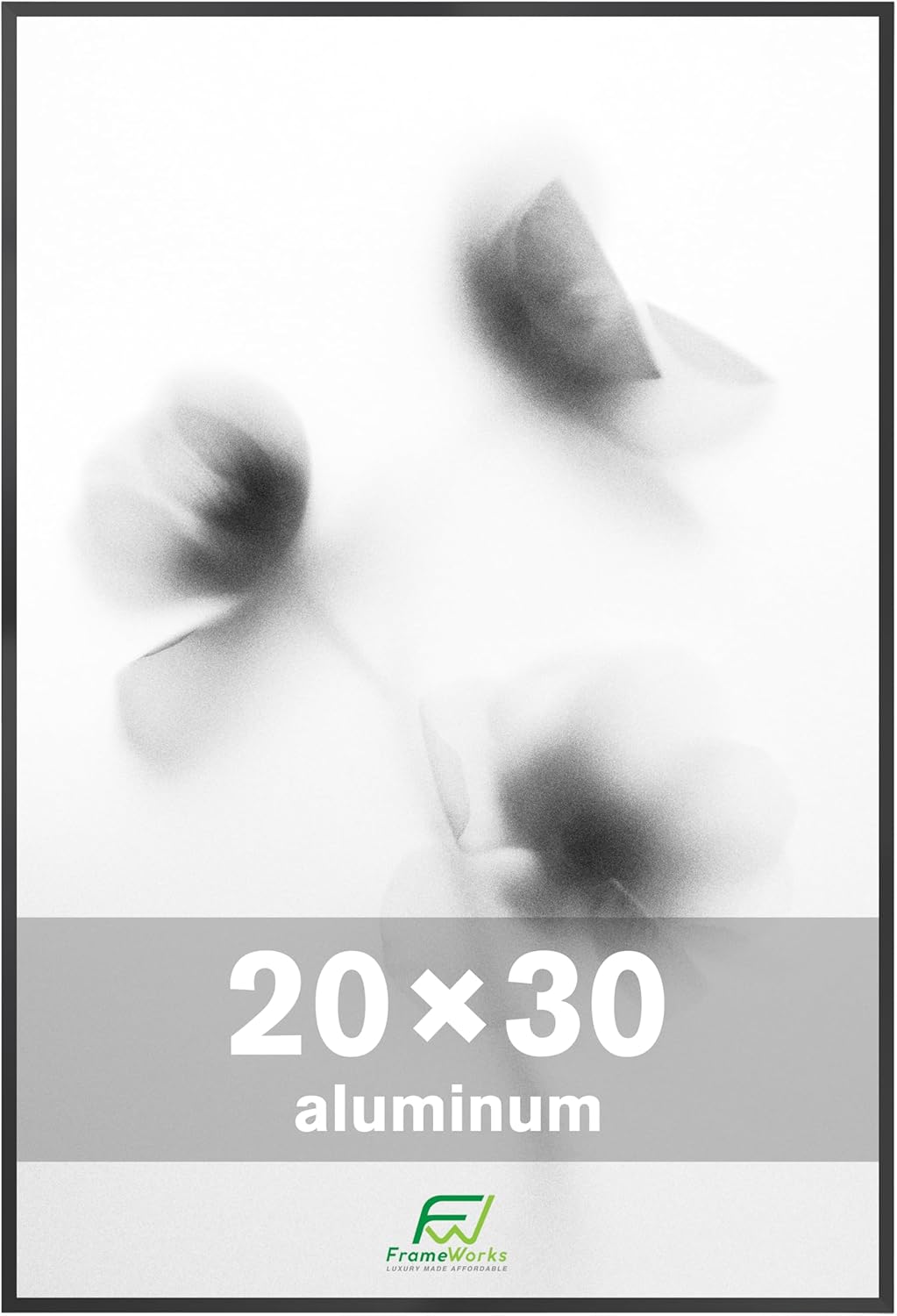 FrameWorks 20x30 Brushed Aluminum Poster Frames – Modern Brushed Metal Design w/Shatterproof Plexiglass, Perfect for Posters, Artwork, Paintings, Wall Displays – Home or Office Decor, Black - 1 Pack