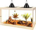PROLEE Bearded Dragon Tank, Reptile Tank with Meatl Mesh Roof and Front Sliding Door, Lizard Tank,Spacious Reptile Enclosure for Snakes,Lguanas, Chameleons (Oak, 27 Gallon Volume, 24 Inch Length)