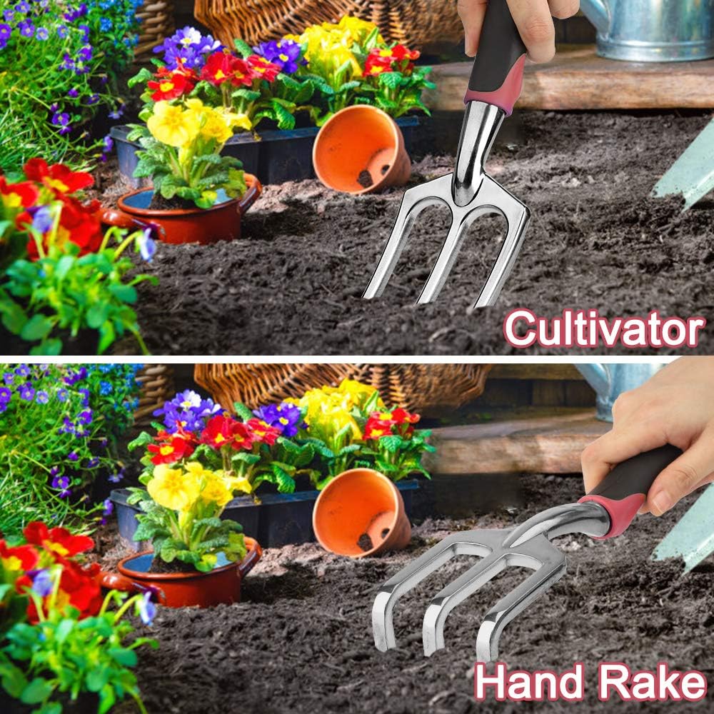 Garden Tools Set 83 Piece, Succulent Tools Set Included, Heavy Duty Aluminum Gardening Tools for Gardening, Non-Slip Ergonomic Handle, Durable Storage Tote Bag, Gifts for Men Women
