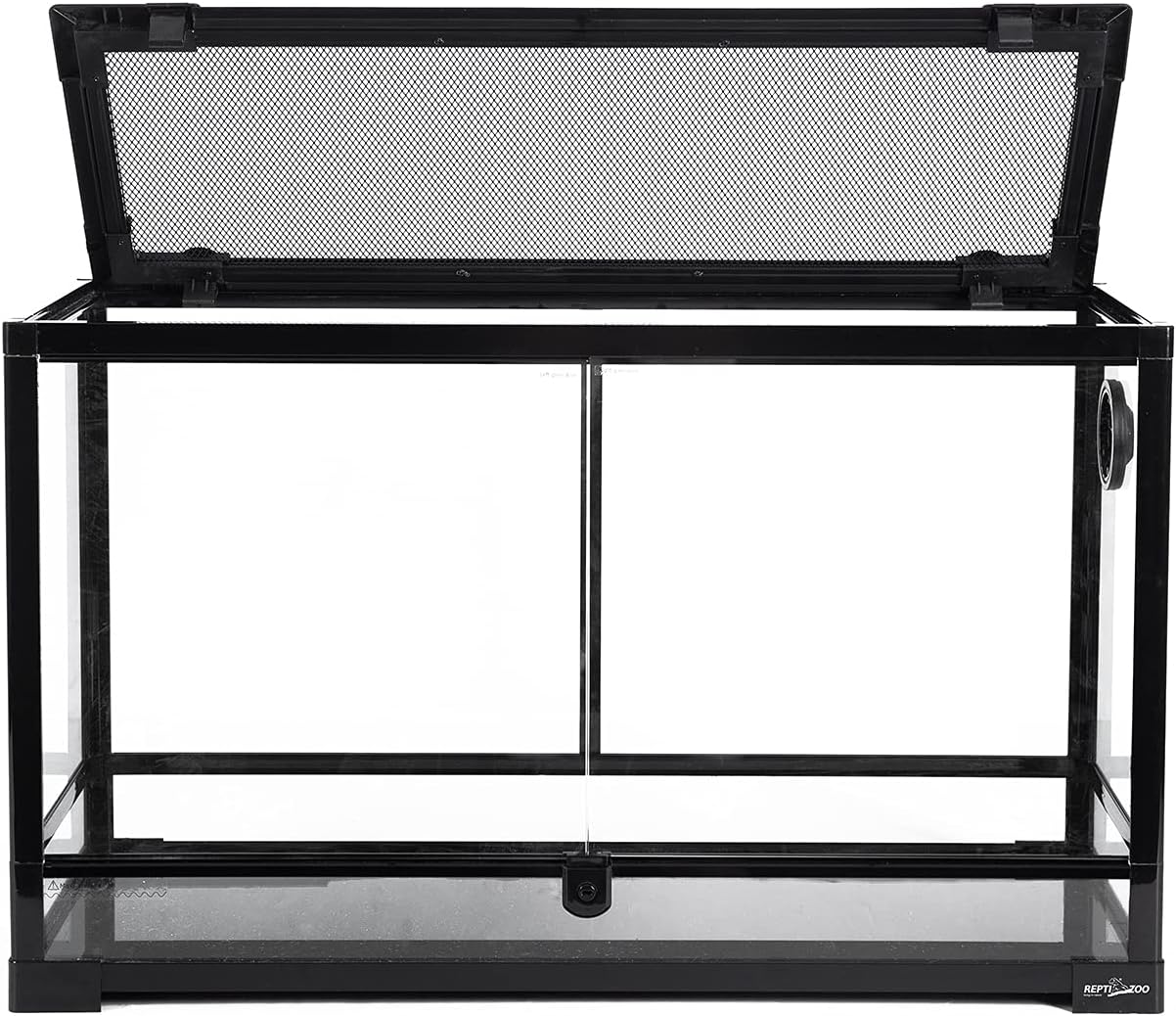 REPTI ZOO Tempered Glass Reptile Terrarium 30 Gallon, Wide Reptiles Tank 30" x 12"x 18" for Reptile Pets Bearded Dragon Gecko Lizard, Double Front Opening Doors Top Screen Ventilation