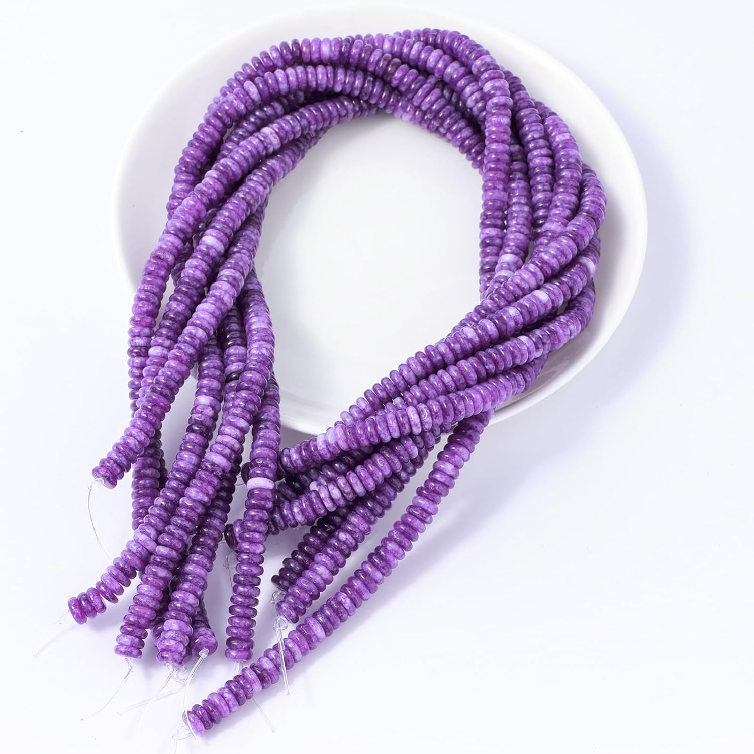 Natural Dark Amethyst Disk Stone Spacer Beads 6x2mm 38cm/str Flat Rondelle Loose Semi Gemstone Caps for Making Bracelets Necklace