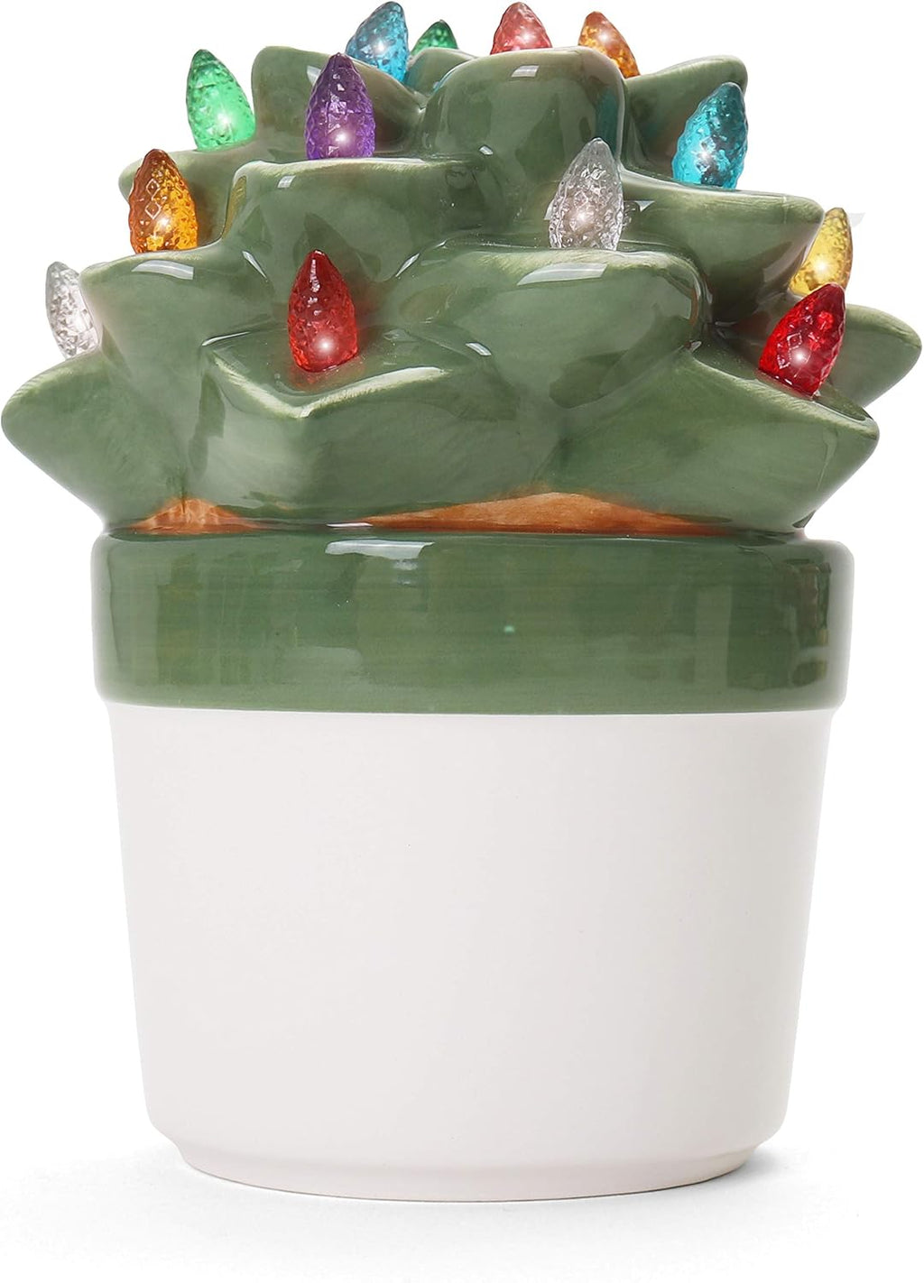 Milltown Merchants Ceramic Christmas Tree - Tabletop Christmas Tree with Lights - Lighted Vintage Ceramic Tree (Echeveria Succulent, Succulent Green)