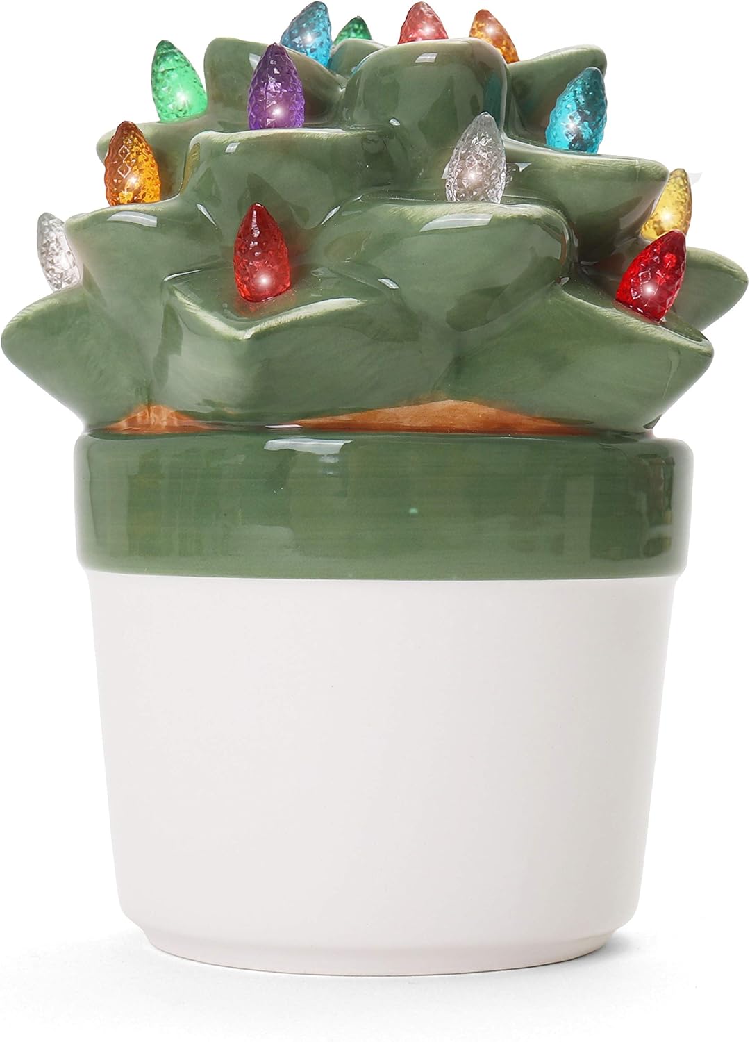 Milltown Merchants Ceramic Christmas Tree - Tabletop Christmas Tree with Lights - Lighted Vintage Ceramic Tree (Echeveria Succulent, Succulent Green)