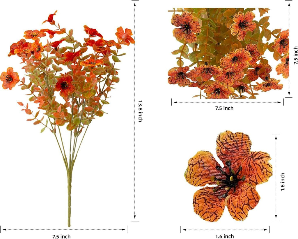 Artificial Fall Flowers for Outdoor Indoor Garden Home Decoration, 12 Bundles Faux Flower Daisy with Eucalyptus UV Resistant for Front Door Porch Patio Yard Balcony Autumn Decor