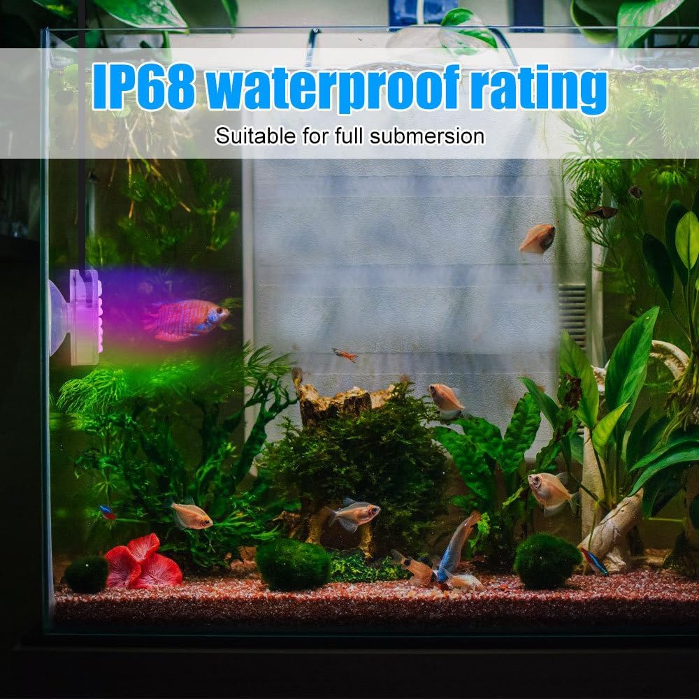 Suction Cup Aquarium LED Submersible Light, Waterproof 3W USB Charging Fish Tank Light with External Control for Fish Tanks