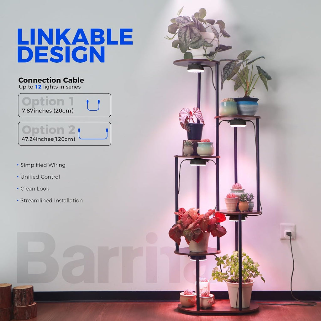 Barrina Orbgrow OG09 Puck Grow Light with Timer, Pinkish White 18W(2 x 9W, 270 Watt Equiv), Full Spectrum Plant Light for Indoor Plants, Magnetic & Linkable, 5 Levels Dimmable, 2 Packs, Black