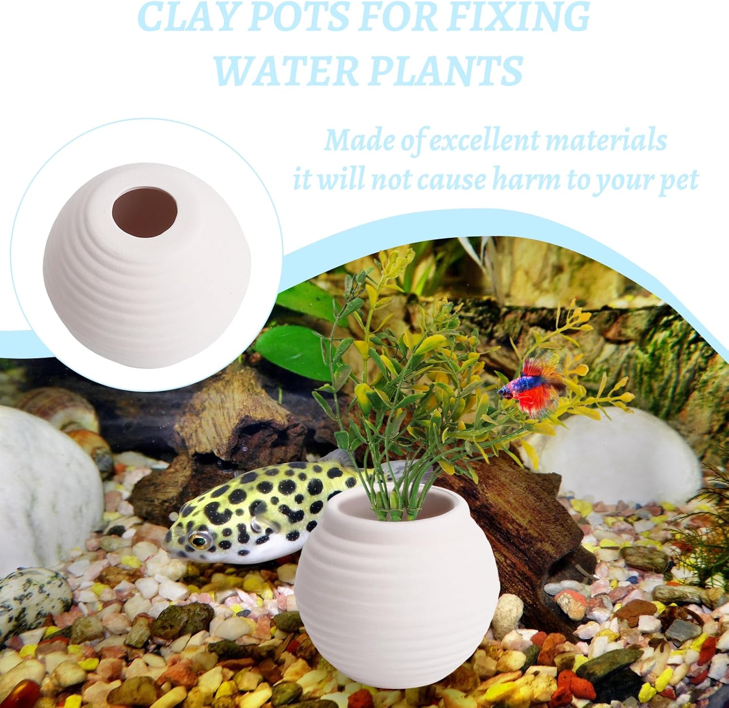 Ceramic Aquarium Decorations Hideaway Rock Cave for Fish Shrimp Turtle Crab to Breed, Rest and Play, Small Fish Bowl Hiding Cave, White