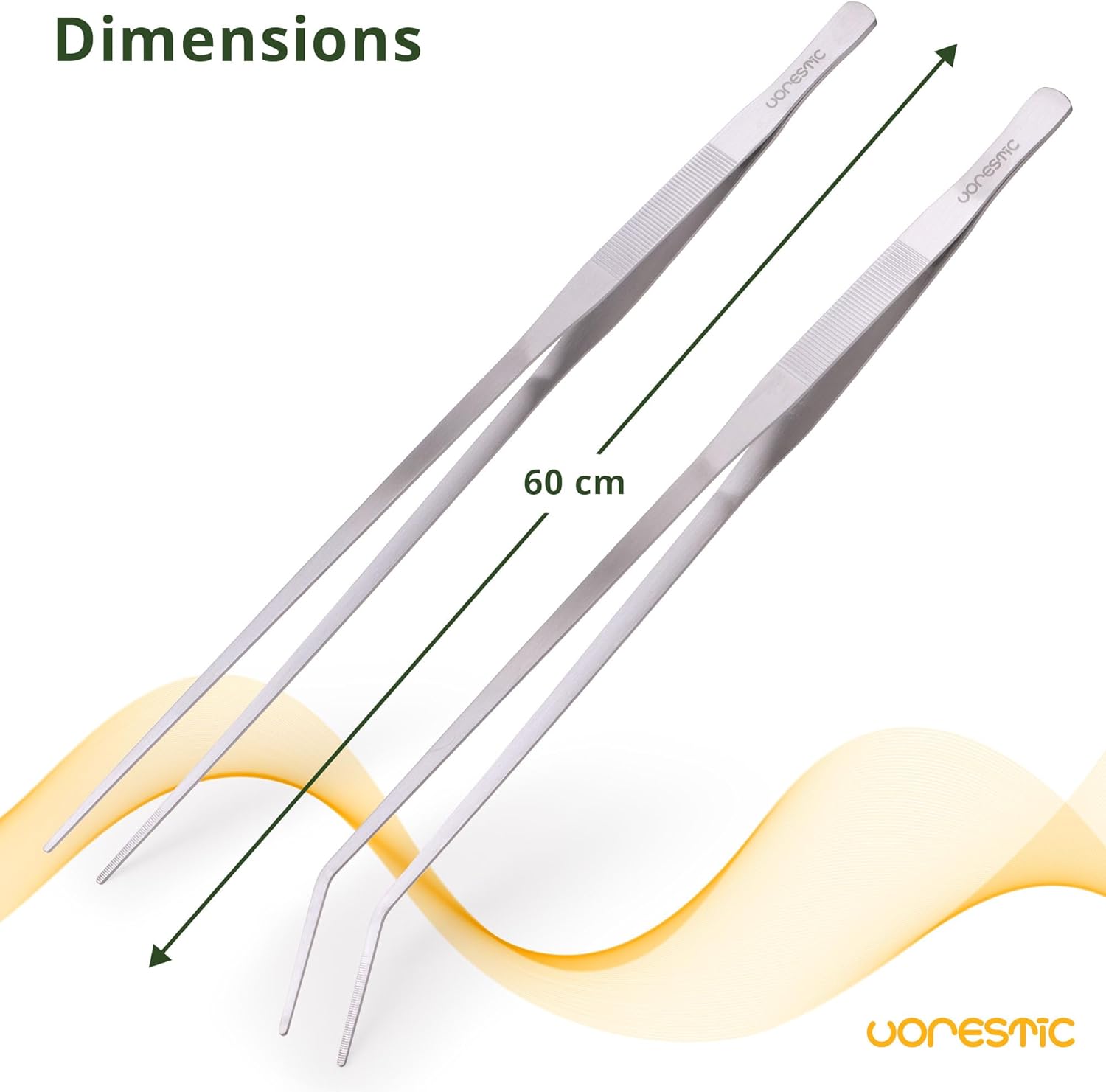 VORESTIC 23.6” Extra Long Tweezers for Aquarium, 2 Pcs Straight and Curved Aquarium Tweezers Extra Long Ideal for Fish Tanks, Feeding and Aquatic Plant Care, Reptile Feeding Tongs, Aquascaping Tools