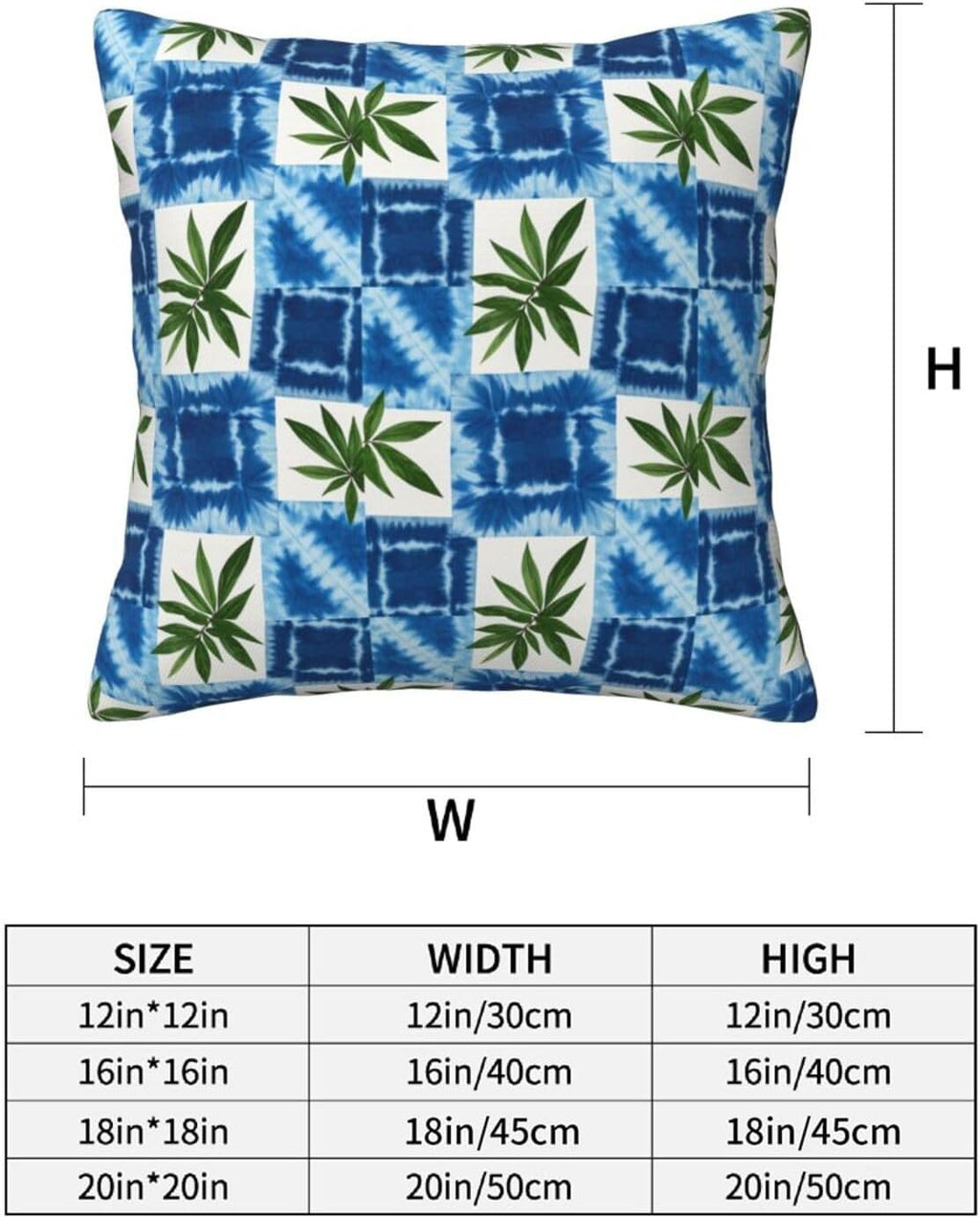 Boho Tie-Dye Green Leaf Throw Pillow Covers Set of 2 Ultra-Soft All-Season Pillow Shams with Hidden Zipper,Durable for Sofa Bed Car Decor & Gift 18x18IN