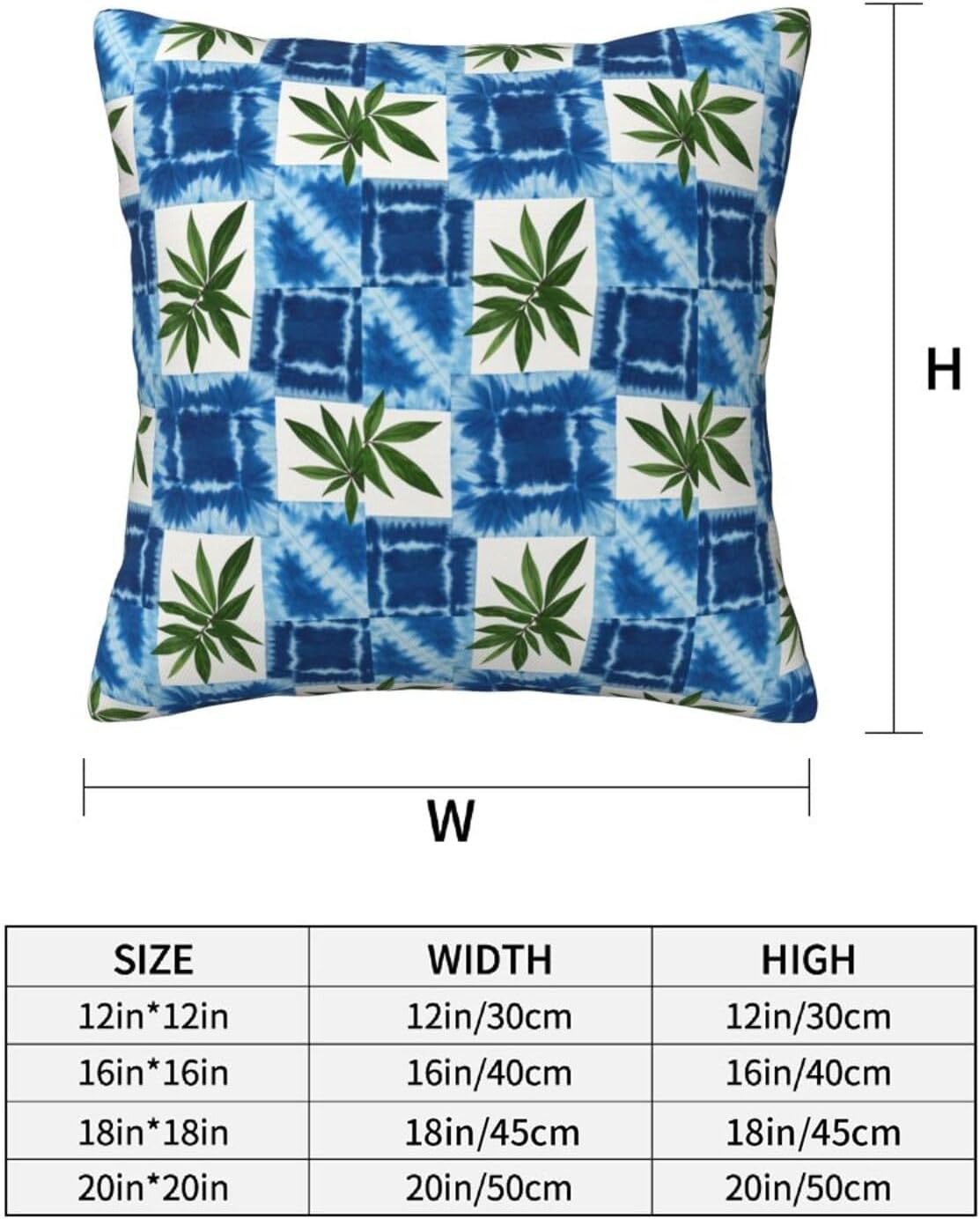 Boho Tie-Dye Green Leaf Throw Pillow Covers Set of 2 Ultra-Soft All-Season Pillow Shams with Hidden Zipper,Durable for Sofa Bed Car Decor & Gift 18x18IN