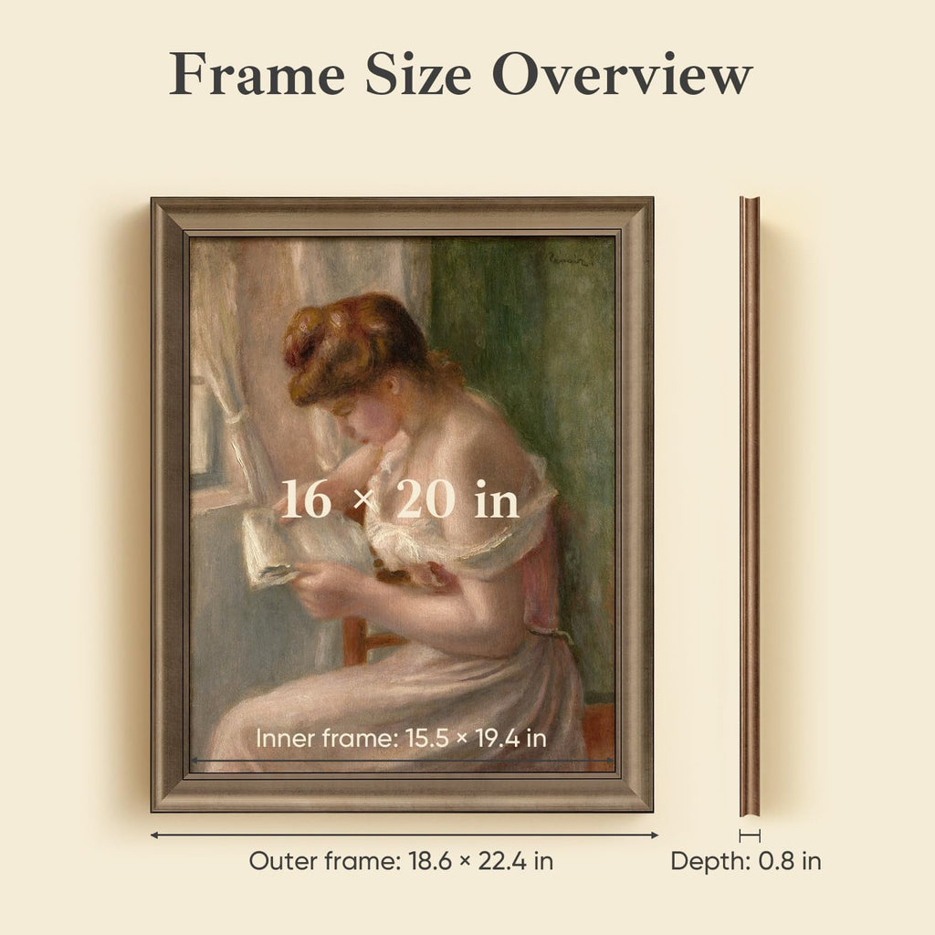 HLiWEGNS Vintage Bronze 16x20 Frame – Poster Frame with Aged Bronze Finish – Picture Frame for 16 x 20 Artwork, Canvas Prints, Puzzles, and Wall Decor
