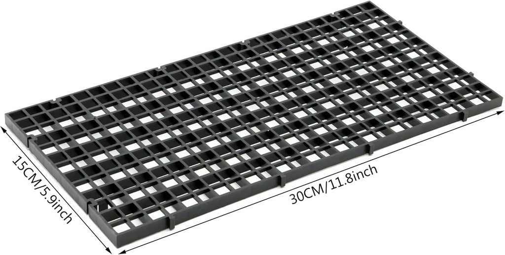 ALEGI 12 Pcs Aquarium Fish Tank Divider Plastic Egg Crate Aquarium Filter Bottom Tray Grid Isolation Board Partition Net Pane Separator (S 12pcs Black)