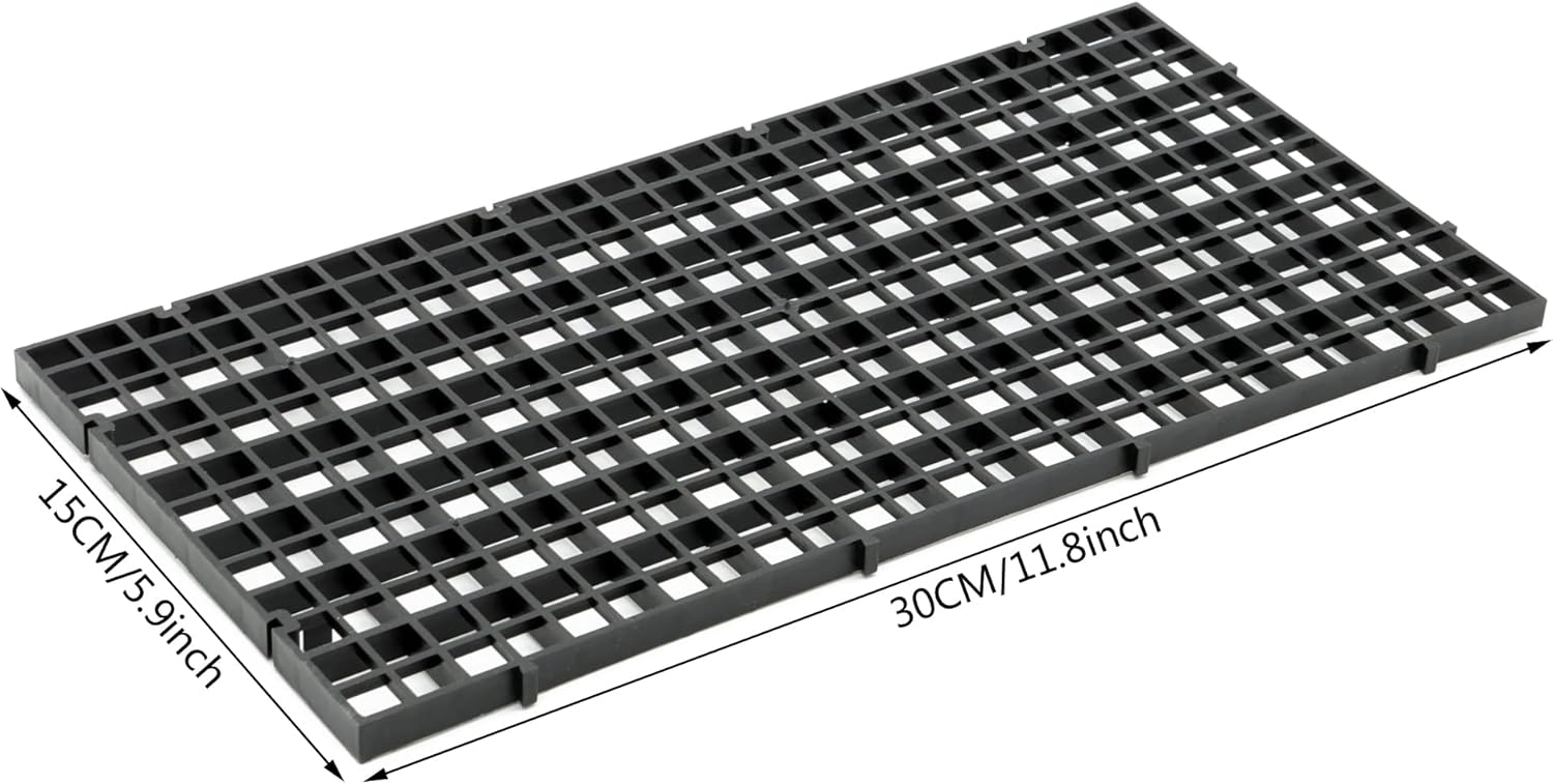 ALEGI 12 Pcs Aquarium Fish Tank Divider Plastic Egg Crate Aquarium Filter Bottom Tray Grid Isolation Board Partition Net Pane Separator (S 12pcs Black)