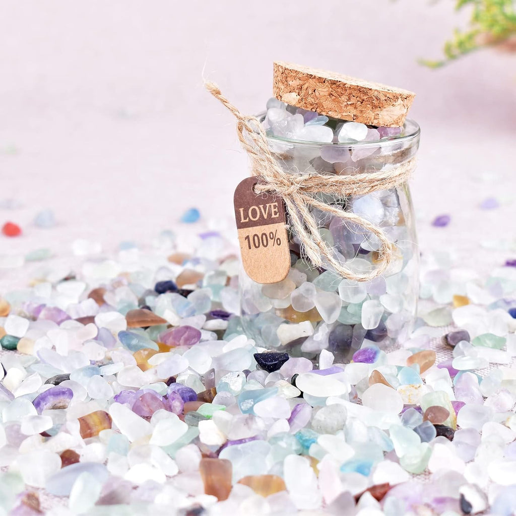 Polished Fluorite Crystal Chips 200 Pcs - 0.3" 10 oz Tumbled Stone Chips Crushed Sea Glass Stones Healing Reiki Crystal Jewelry Making Home Decoration