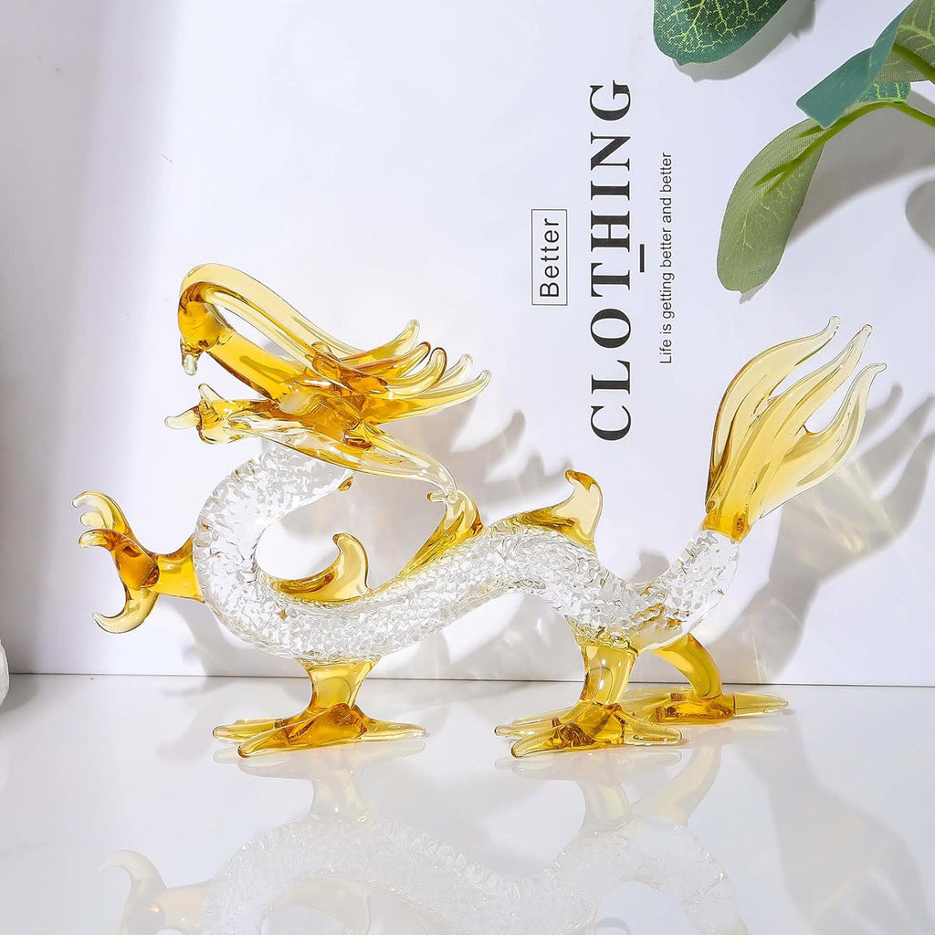 Movdyka Crystal Chinese Dragon Figurine Decor Collectibles Art Glass Animals Statue Feng Shui Decoration for Home Office