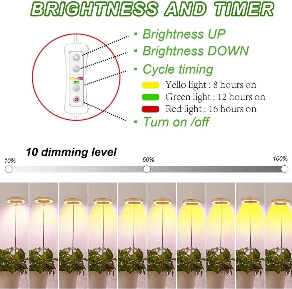 yadoker Plant Grow Light, LED Growing Light Full Spectrum for Indoor Plants,Height Adjustable, Automatic Timer, 5V Low Safe Voltage,Idea for Small Plant Light