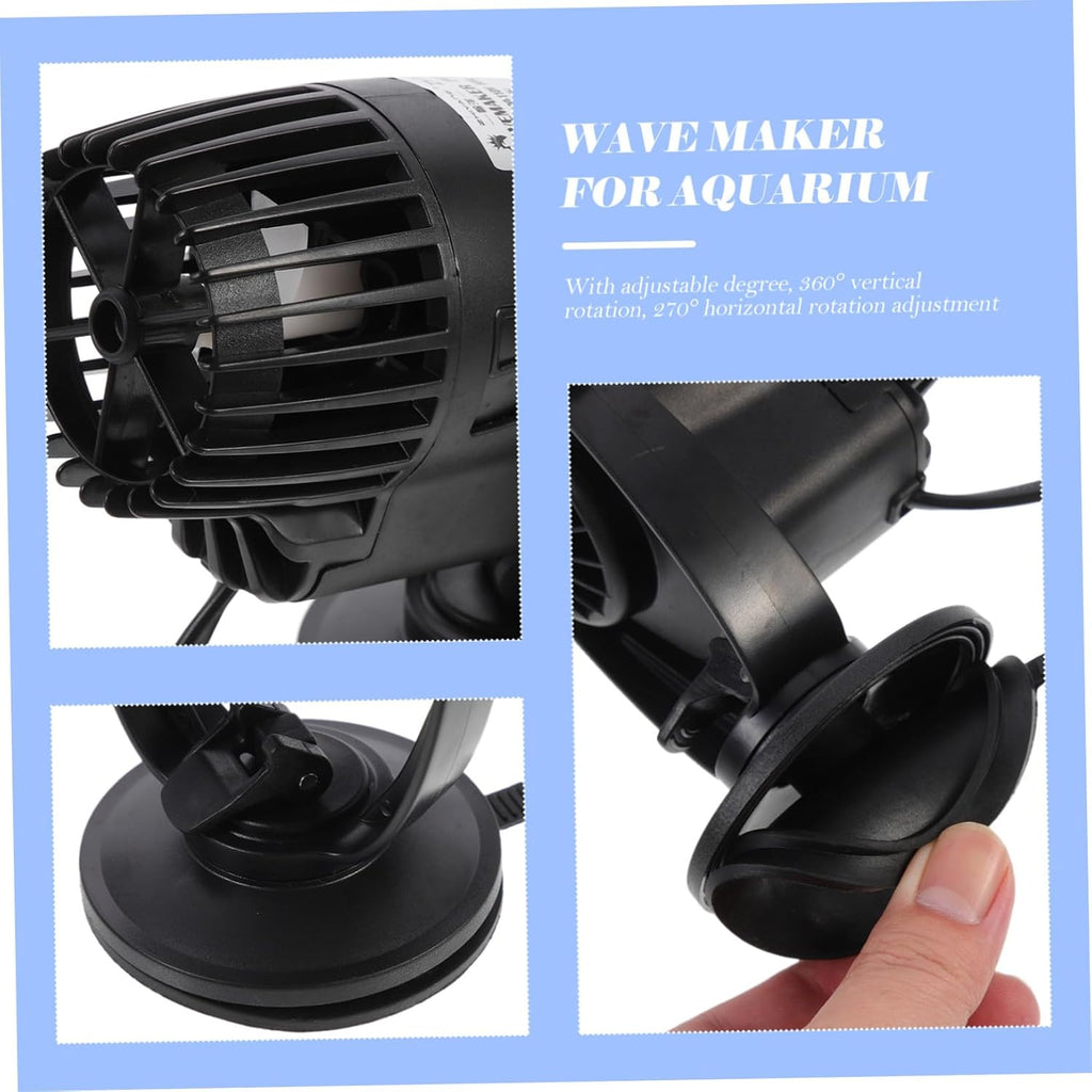 Wave Maker Pump for Fish Tank Aquarium Water Circulation with Multi-angle Rotation Strong Propeller Flow and Suction Cup Base for Freshwater Saltwater Tanks US Plug