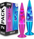 JAMBO 2 Pack- 16" Beautiful Lamp- Blue with Blue/White Wax and Purple with Pink Wax, Relaxing Liquid Lamp, Night Light Nightlight, Lamps for Adults Teens Kid