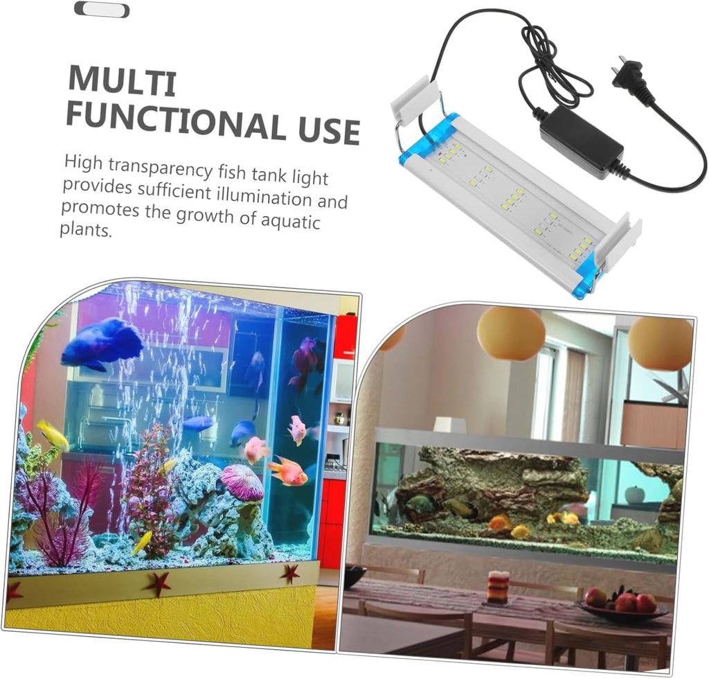 GANAZONO High Transparency LED Aquarium Light Blue White Fish Tank Lamp with Adjustable Bracket US Plug Energy-Saving and Freshwater Lighting for Aquatic Plants and Fish