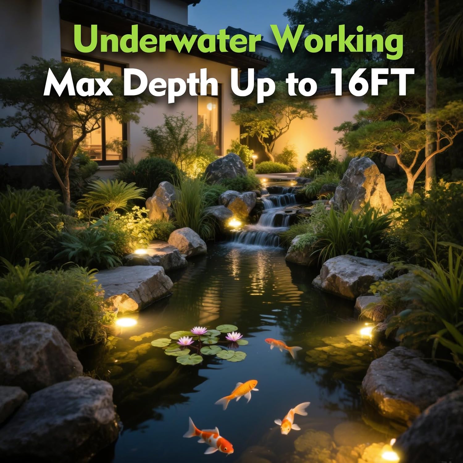 SMY Lighting 3W LED Pond Lights 12-24V AC/DC Low Voltage Underwater Fountain Lights 3000K Warm White IP68 Waterproof for Outdoor Ponds Fountains Waterfalls, 4 Pack