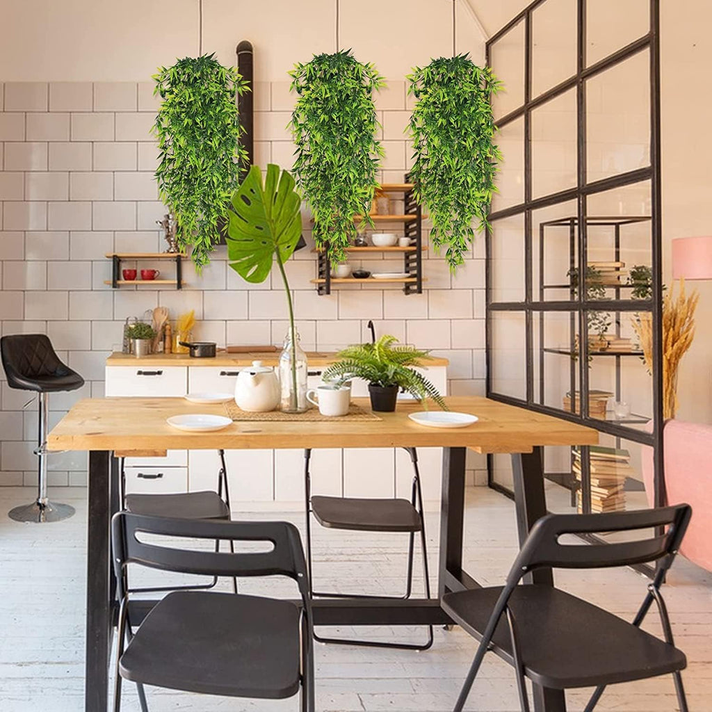Toprooms Hanging Fake Plants,2 Pcs Faux Eucalyptus Leaf Greenery Vine Plant Faux Plants Fake Ivy Room Decor Home Garden Wedding Party Indoor Outdoor Decorations (Bamboo Cotyledon)