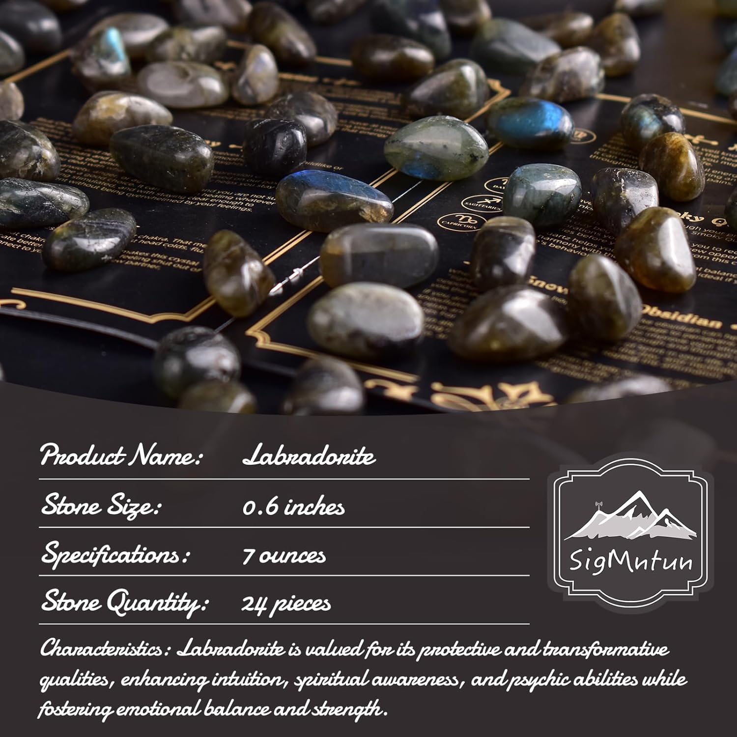 Polished Stone Set Labradorite Crystals, Handpicked Tumbled Gemstones Rocks, Pebbles for Reiki, Chakra, Healing, Home Decor 0.6" Inches 7 Ounces