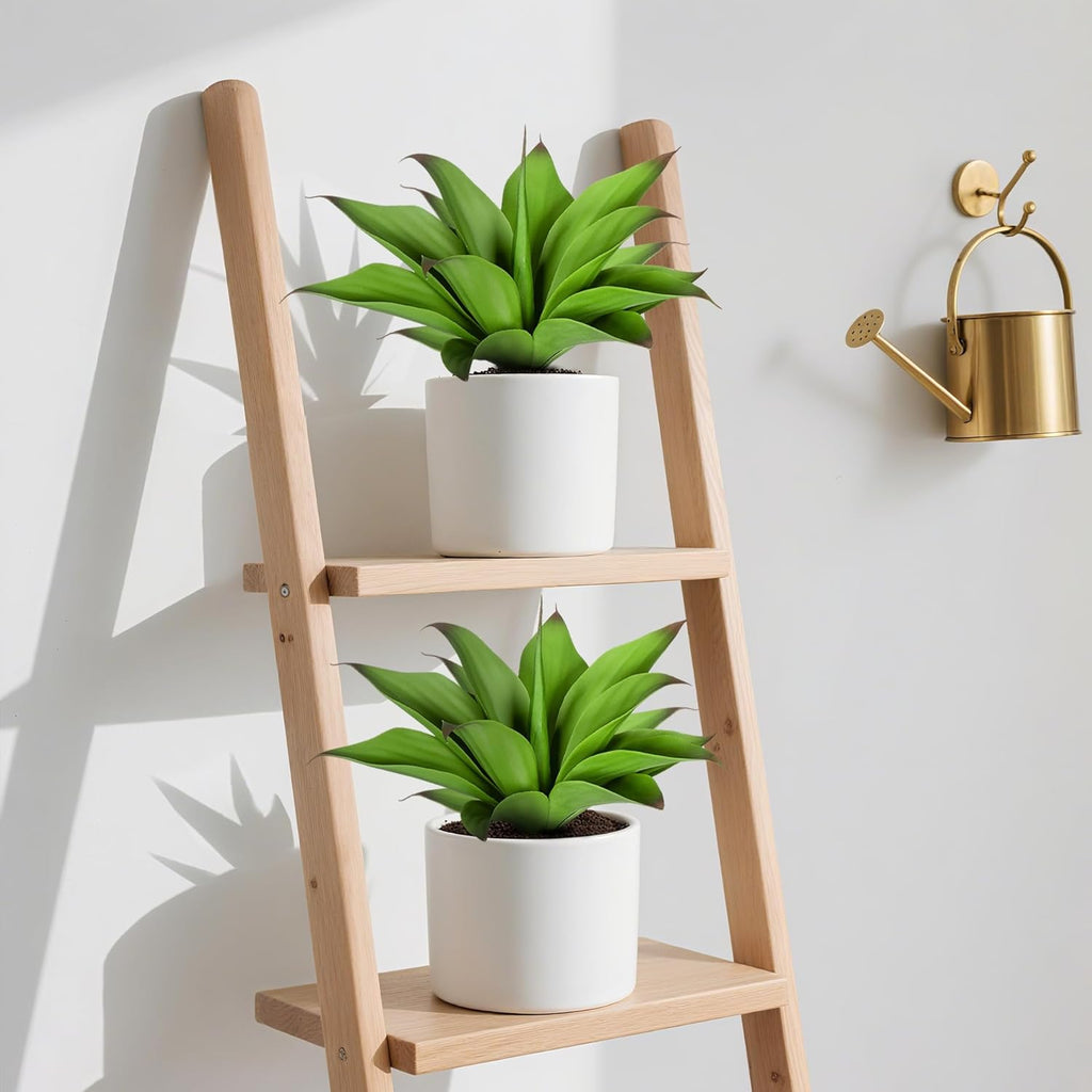 Artificial Agave Faux Agave 15In Fake Greenery Outdoor Artificial Plant Fake Plant for Indoor Home Decoration Plastic Plant Outdoor Decoration Front Porch Decor Simulation Plants 2Pack(Green)