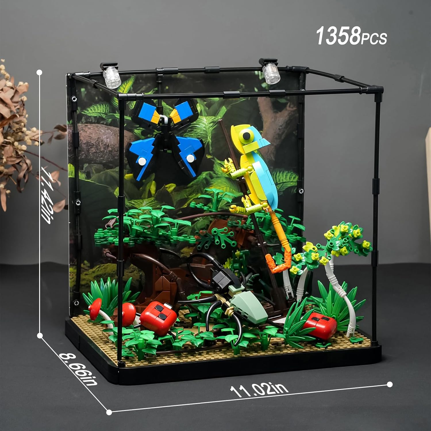 ENJBRICK Flowers Botanical Butterfly Garden Building Set for Adutls,Animals Insect Tank Building Toy Set for Boys and Girls 12 Years Up 1284 PCS
