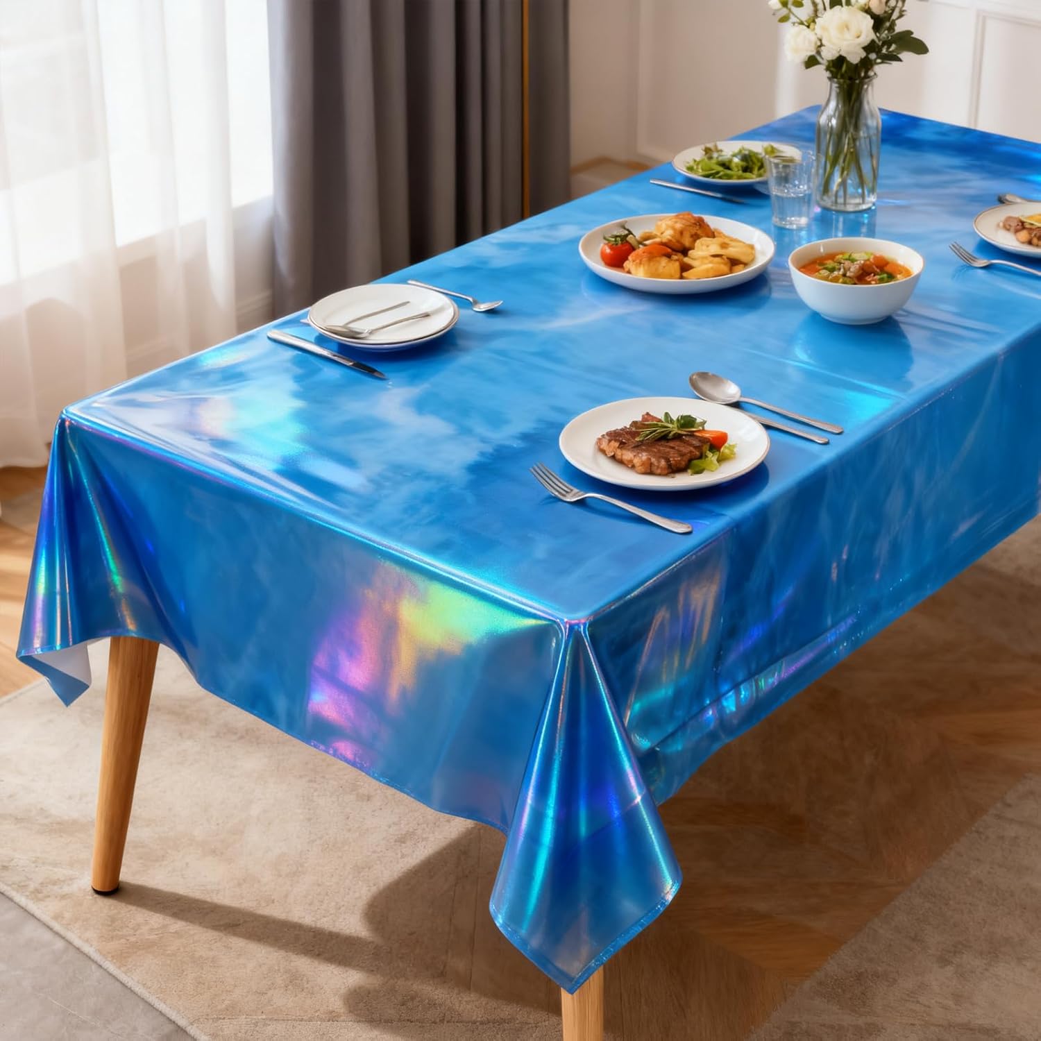 Ocean Tablecloth 3 Pcs Ocean Themed Party Decorations Plastic Blue Table Cover for Beach Pool Birthday Under The Sea Party Decorations 108 x 54 Inch