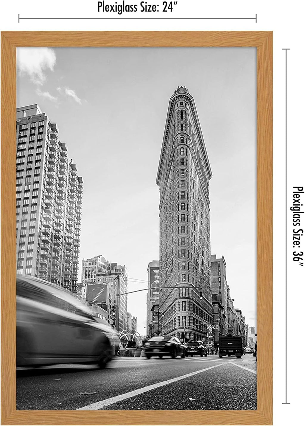 Americanflat 24x36 Poster Frame with Polished Plexiglass - Wide Picture Frames Made of Engineered Wood for Vertical or Horizontal Wall Display - Epic Collection - Dark Oak